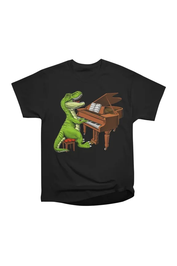 T Rex Dinosaur Playing Piano T-Shirt Tee Gift For Him Merch For Her Apparel For Friend