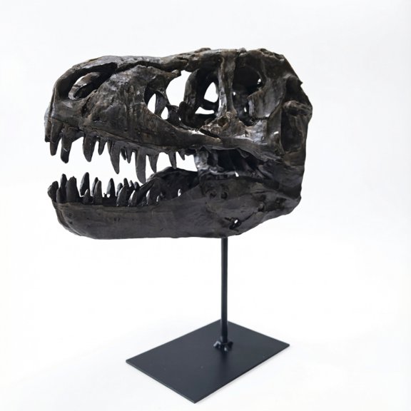 T-Rex Dinosaur Skull Mounted Tyrannosaurus Rex Fossil Statue