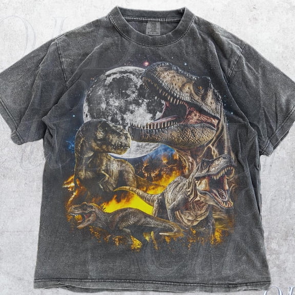 T-Rex Dinosaur Vintage 90S Style Graphic Shirt, Dinosaur Graphic Y2K Nature Tee, Retro Mythical Dino Lovers Top DARK HEATHER Unisex S-5XL Hot Trending Shirt, Vintage Birthday Gift