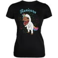 thumbnail image 1 of T-Rex Dinosaur in Unicorn Costume Rexicorn Juniors Soft T Shirt Black SM, 1 of 1
