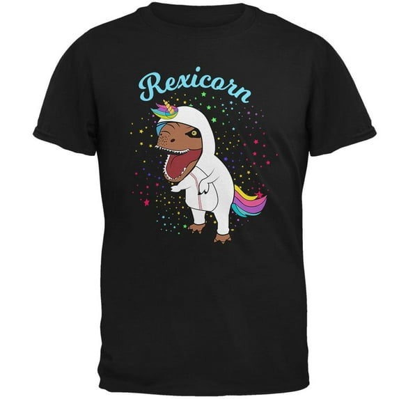 T-Rex Dinosaur in Unicorn Costume Rexicorn Mens T Shirt Black MD