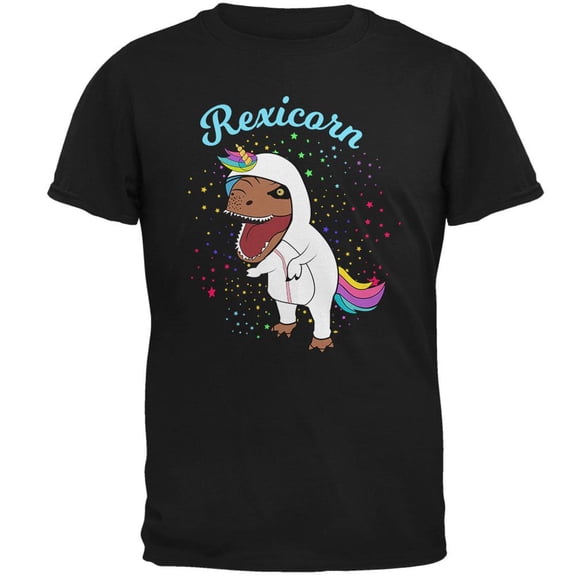 T-Rex Dinosaur in Unicorn Costume Rexicorn Mens T Shirt Black X-LG