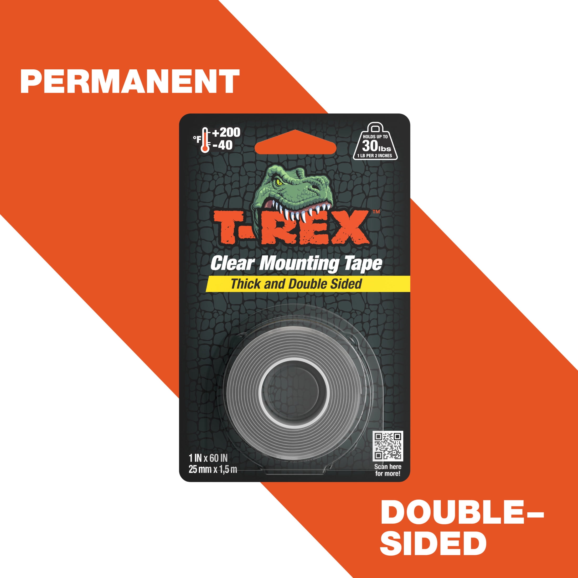 T-Rex Ferociously Strong 1 in. x 60 in. Clear Mounting Tape