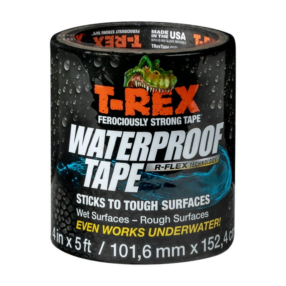 T-Rex Ferociously Strong 4 in. x 5 ft. Black Waterproof Tape