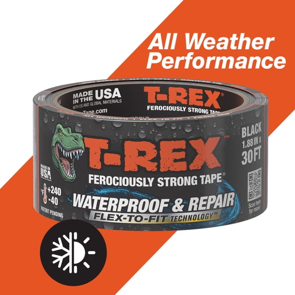 T-Rex Ferociously Strong Black Waterproof and Repair Tape 1.88 in x 10 yd
