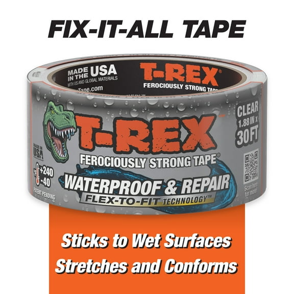 T-Rex Ferociously Strong Clear Waterproof and Repair Tape 1.88 in x 10 yd