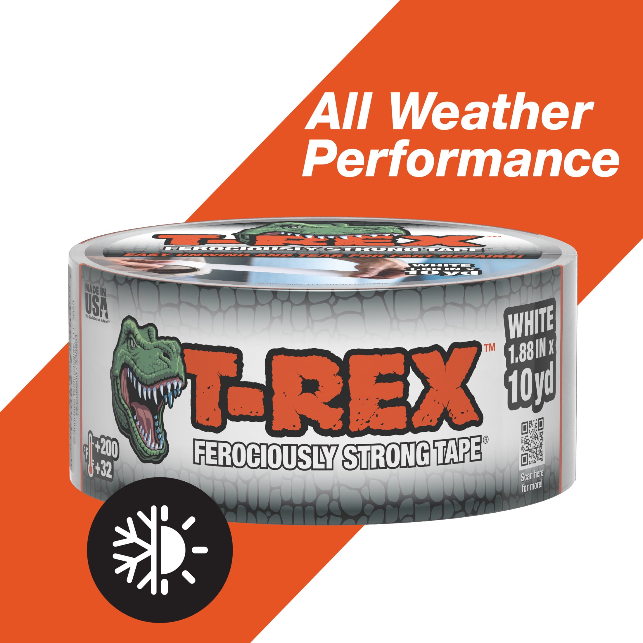T-Rex Ferociously Strong Tape, 1.88 in. x 10 yd., White