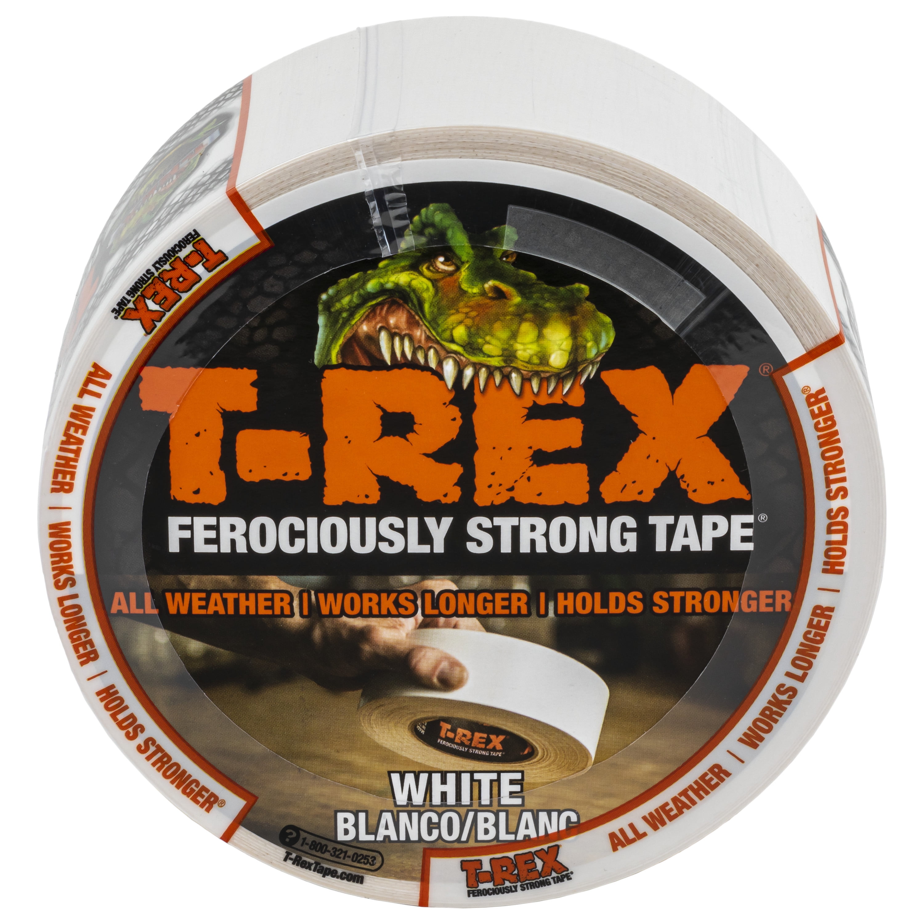  T-REX Ferociously Strong Tape, Duct Tape with UV Resistant &  Waterproof Backing for Wood Brick Concrete and More, 30 yd. x 1.88, White,  1-Roll (241534) : Industrial & Scientific