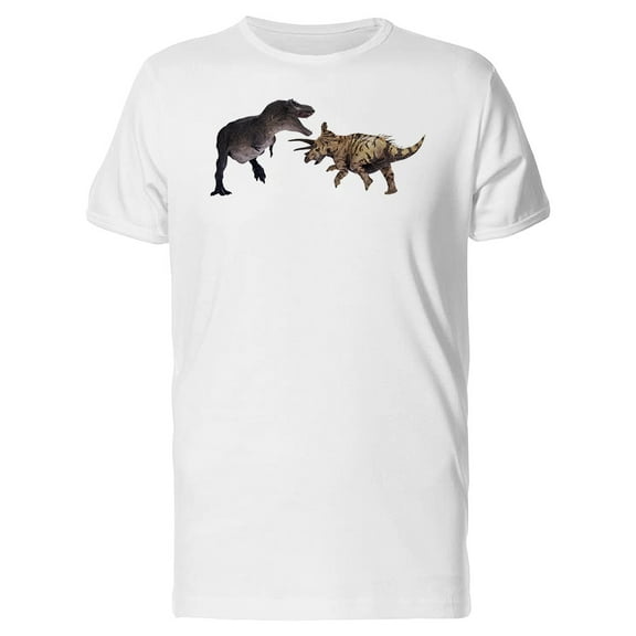 T Rex Fighting A Triceratops T-Shirt Men -Image by Shutterstock, Male Medium