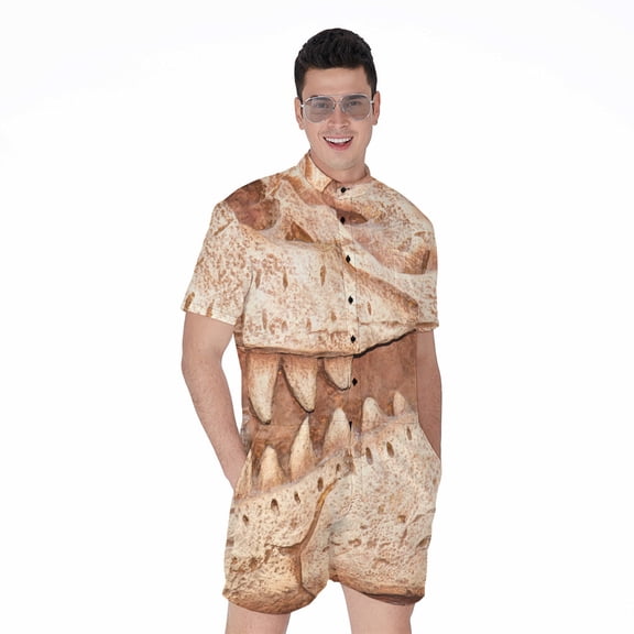 T-Rex Fossil Short Sleeve Men'S Rompers Casual Summer Jumpsuits Outfit