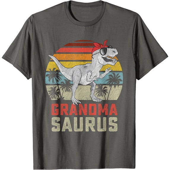 T-Rex Grandmasaurus Dinosaur Grandma Saurus Family Matching Unisex T-Shirt for Men Women,Charcoal Color,Size M