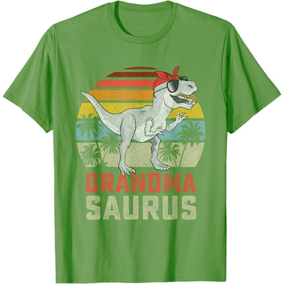 T-Rex Grandmasaurus Dinosaur Grandma Saurus Family Matching Unisex T-Shirt for Men Women,Lime Color,Size XL