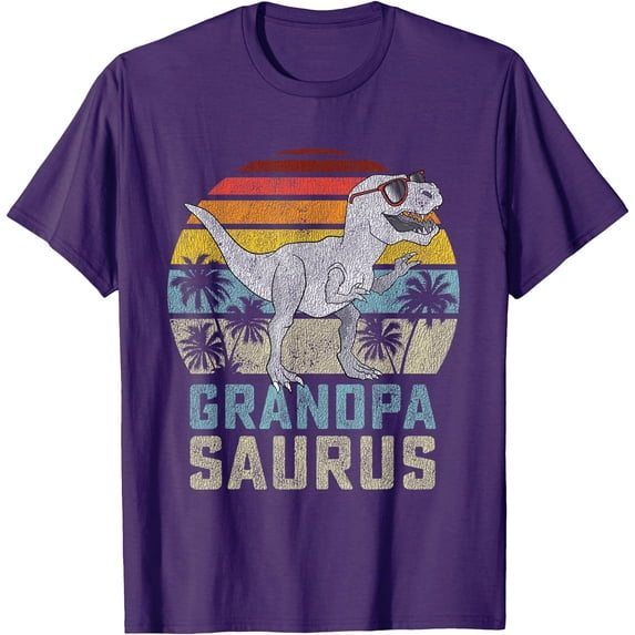 T-Rex Grandpasaurus Dinosaur Grandpa Saurus Family Matching Unisex T-Shirt for Men Women,Purple Color,Size 5XL