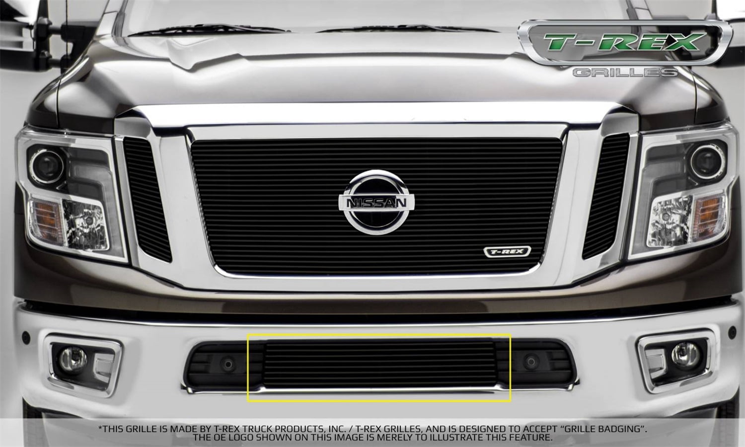 T-Rex Grilles 25785B Billet Series Bumper Grille Overlay; 3 pc.; Black Powdercoated Aluminum; Horizontal 8 Bar;