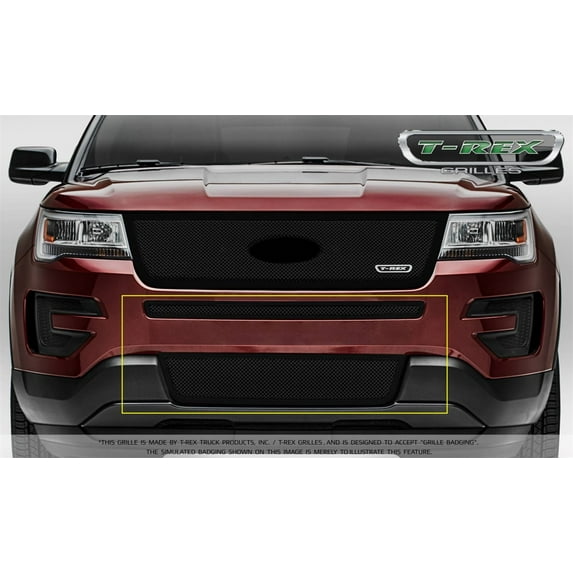 T-Rex Grilles 52664 Upper Class Series Mesh Bumper Grille Overlay; 2 pc.; Black Powdercoated Stainless Steel; Small Mesh;