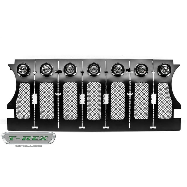 T-Rex Grilles 6314941 Torch Series LED Light Grille; 7-2 in. Round LED Lights; 1 Pc.; Behind Main Grille; Insert; Black Powder Coated Mild Steel; Incl. Wire Harness;