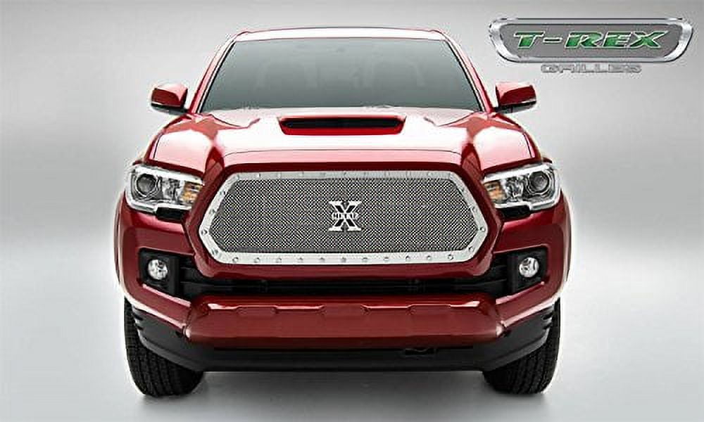 T-Rex Grilles 6719410 X-Metal Series Polished Stainless Steel Main Grille Insert with Small Mesh for Toyota Tacoma