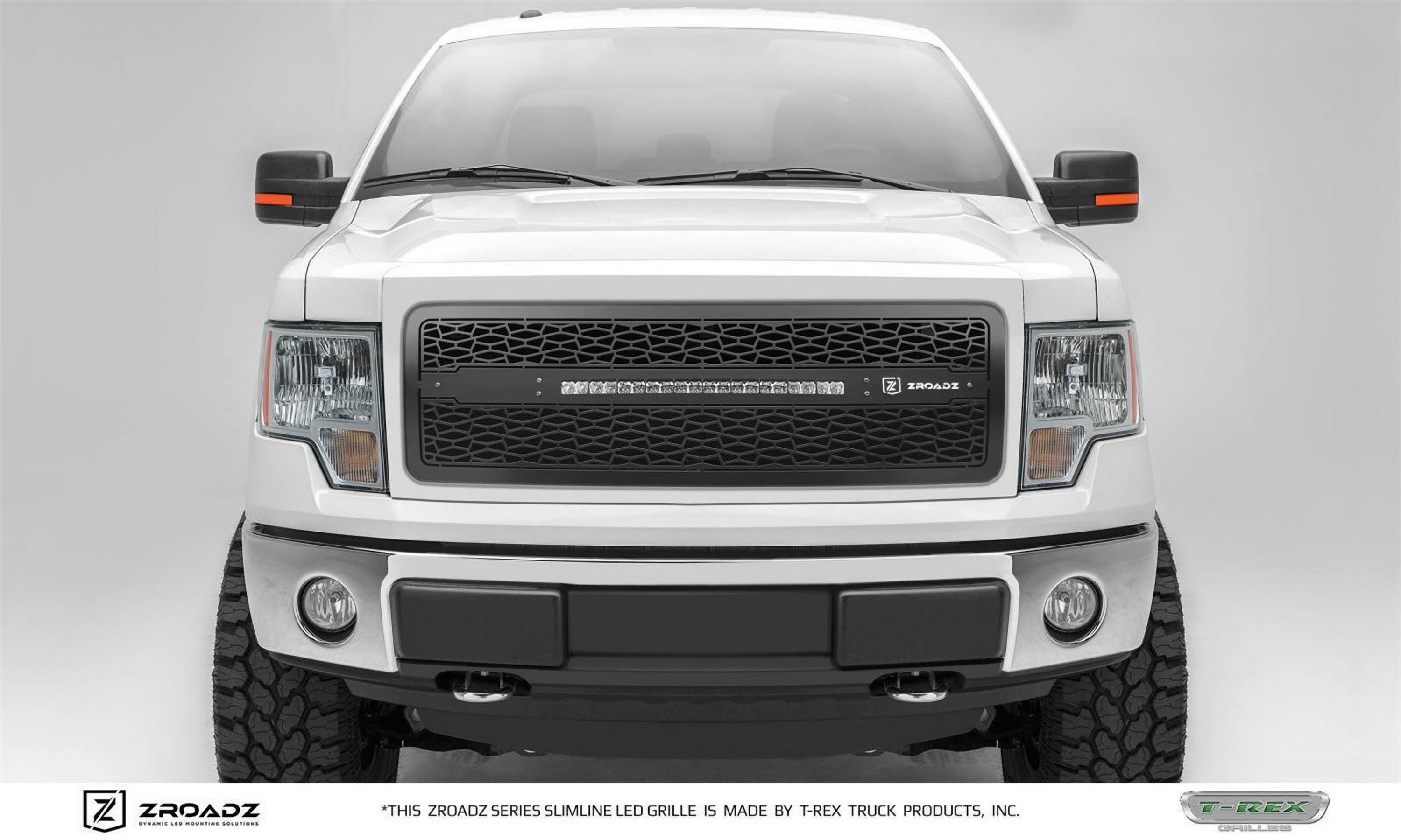 T-Rex ZROADZ Series 2011-2016 Ford Super Duty LED Lighted Grille w/ One 20 Inch Slim single row 2pc Grille (Black)