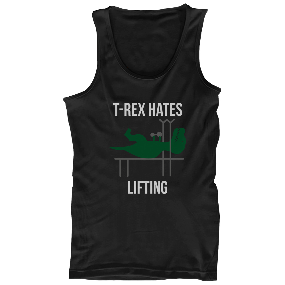 T-Rex Hates Lifting Men’s Funny Work Out Tank Top Cute Sleeveless Gym Clothes - image 1 of 3