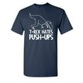 thumbnail image 1 of T-Rex Hates Push-Ups Sarcastic Humor Graphic Novelty Funny Tall T Shirt, 1 of 1