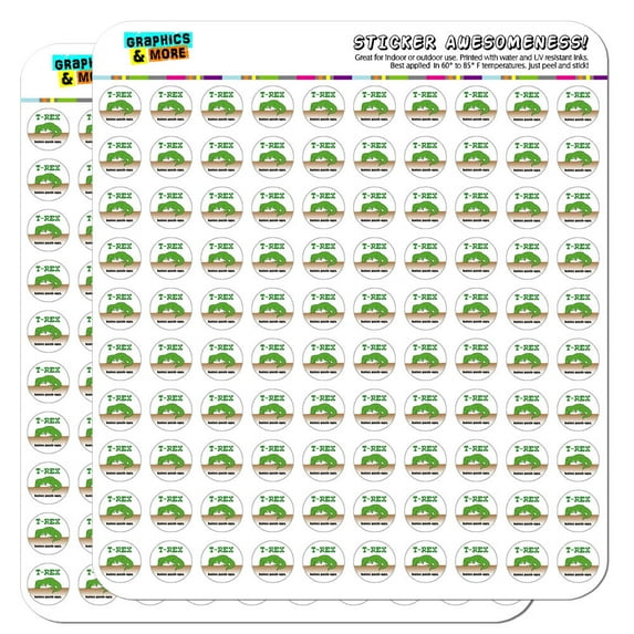 T-Rex Hates Push-Ups Tyrannosaurus Dinosaur 1/2" (0.5") Scrapbooking Crafting Stickers