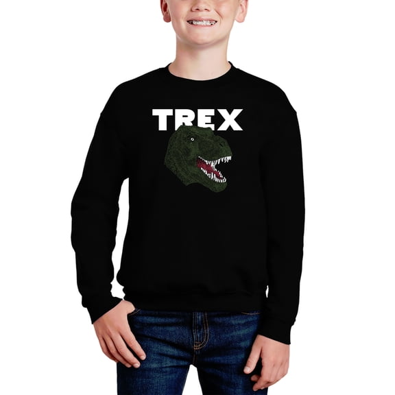 T-Rex Head - Boy's Word Art Crewneck Sweatshirt