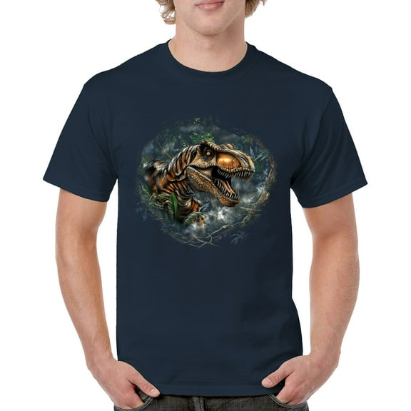 T-Rex Jungle T-shirt Roaring Dinosaur Dino Tropical Attack Cretaceous Predator Tyrannosaurus Jurassic Men's Tee