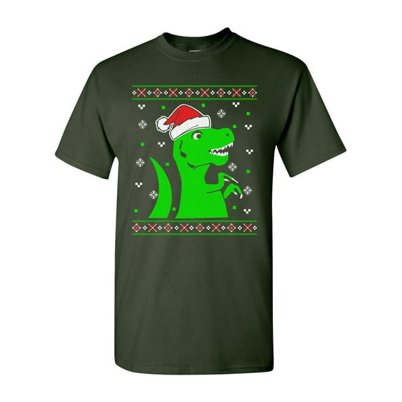 T-Rex Jurassic Christmas Dinosaur Ugly Xmas Funny DT Adult T-Shirt Tee
