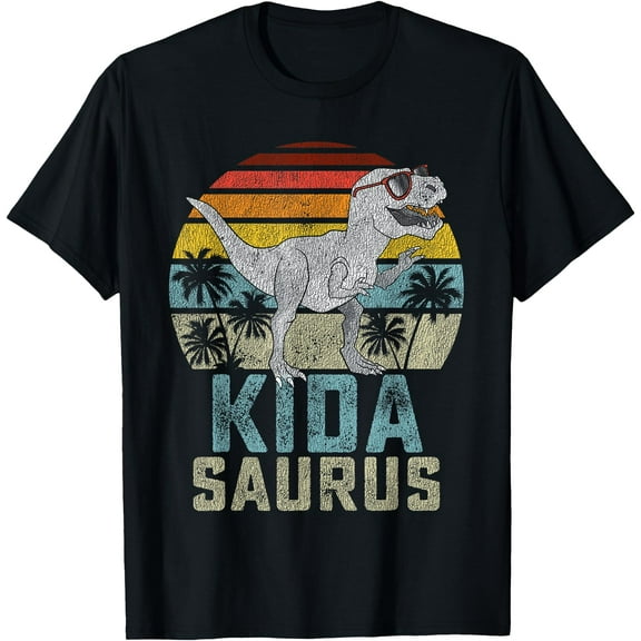 T-Rex Kidasaurus Dinosaur Kid Saurus Family Matching Unisex T-Shirt for Men Women Kids,Black Color,Size 3T