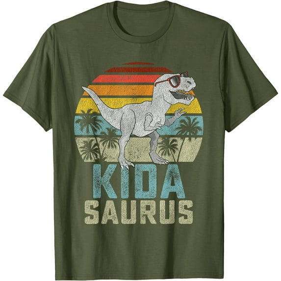 T-Rex Kidasaurus Dinosaur Kid Saurus Family Matching Unisex T-Shirt for Men Women Kids,Military Green Color,Size 2XL