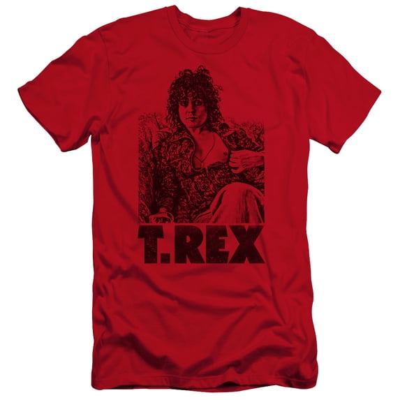 T Rex Lounging Premium Canvas Adult Slim Fit 30/1 T-Shirt Red