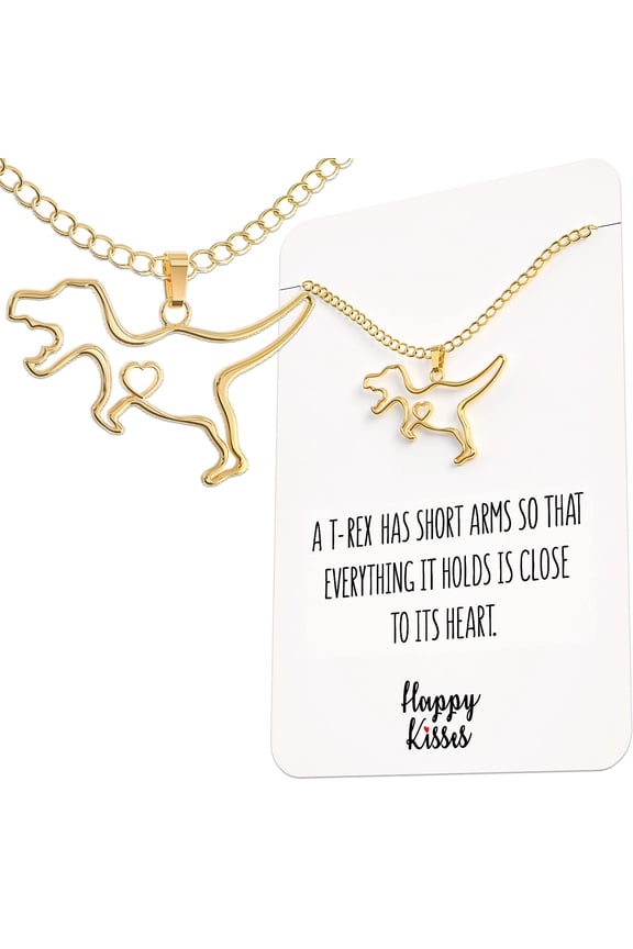 T-Rex Necklace - Dinosaur Gift With Sweet and Funny Message Card