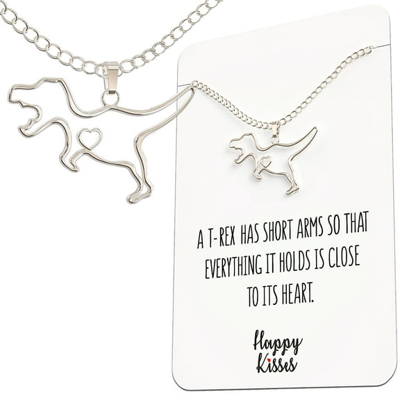 T-Rex Necklace - Dinosaur Gift With Sweet and Funny Message Card