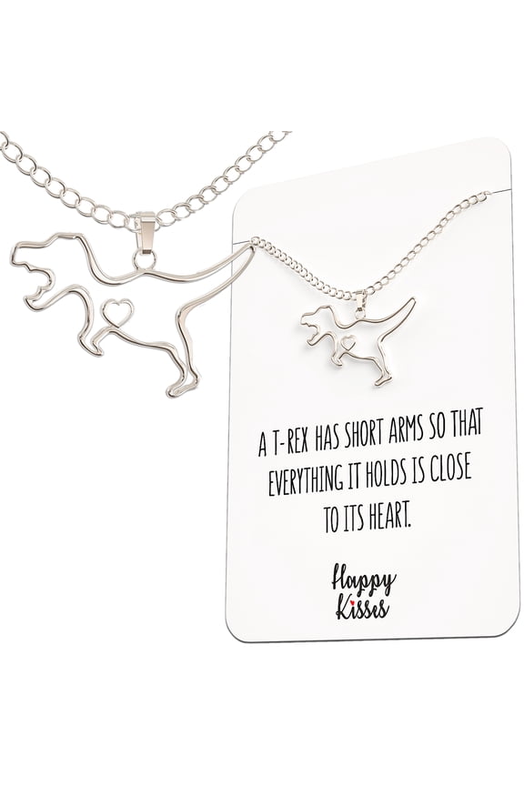 T-Rex Necklace - Dinosaur Gift With Sweet and Funny Message Card