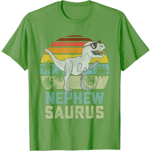 T-Rex Nephewsaurus Dinosaur Nephew Saurus Family Matching Unisex T-Shirt for Men Women Kids,Lime Color,Size YS