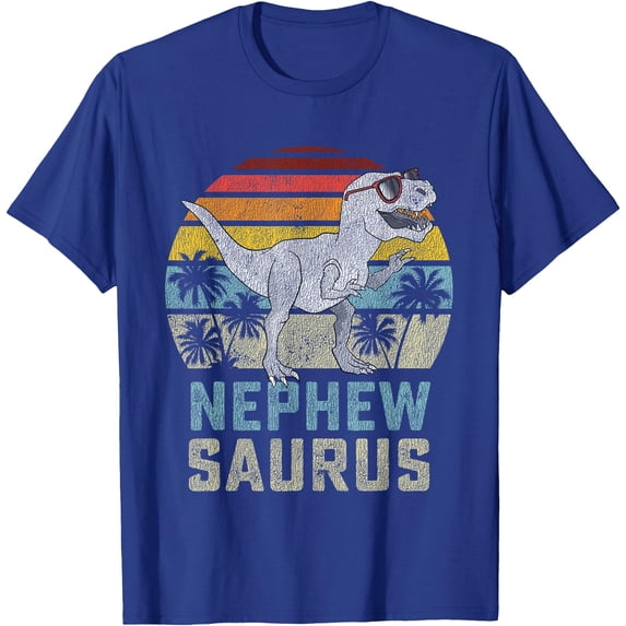 T-Rex Nephewsaurus Dinosaur Nephew Saurus Family Matching Unisex T-Shirt for Men Women Kids,Royal Blue Color,Size 4XL