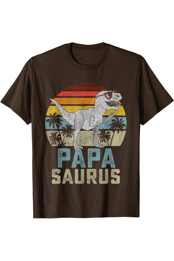 T-Rex Papasaurus Dinosaur Papa Saurus Family Matching Unisex T-Shirt for Men Women,Dark Chocolate Color,Size 5XL