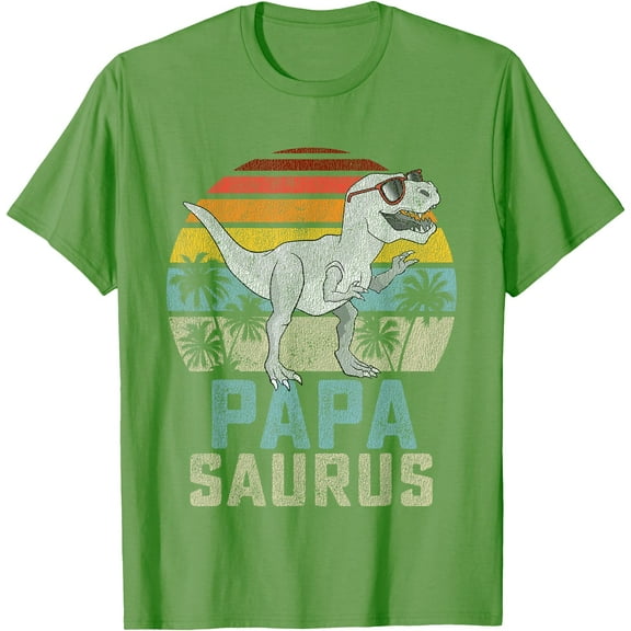 T-Rex Papasaurus Dinosaur Papa Saurus Family Matching Unisex T-Shirt for Men Women,Lime Color,Size L
