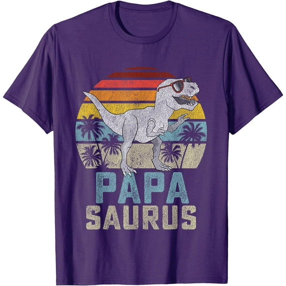 T-Rex Papasaurus Dinosaur Papa Saurus Family Matching Unisex T-Shirt for Men Women,Purple Color,Size 4XL