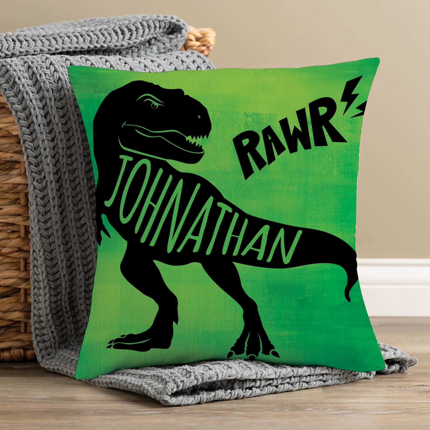 T-Rex Personalized Throw Pillow