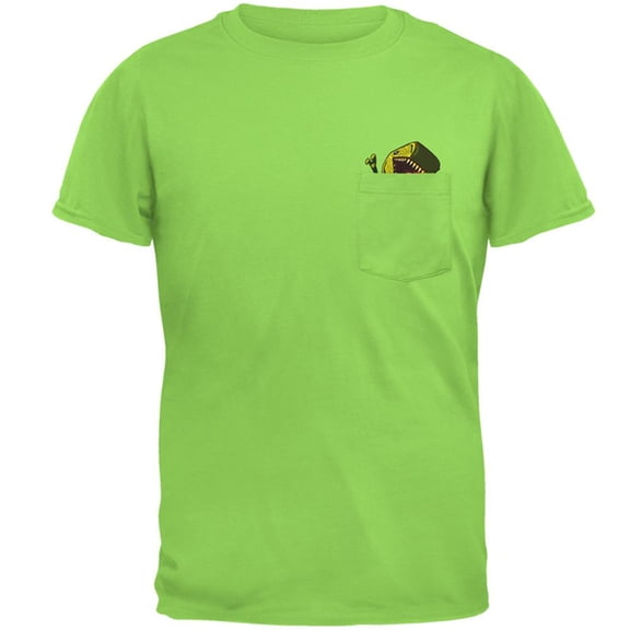 T-Rex RAWR Hungry Pocket Pet Mens Pocket T Shirt Lime LG