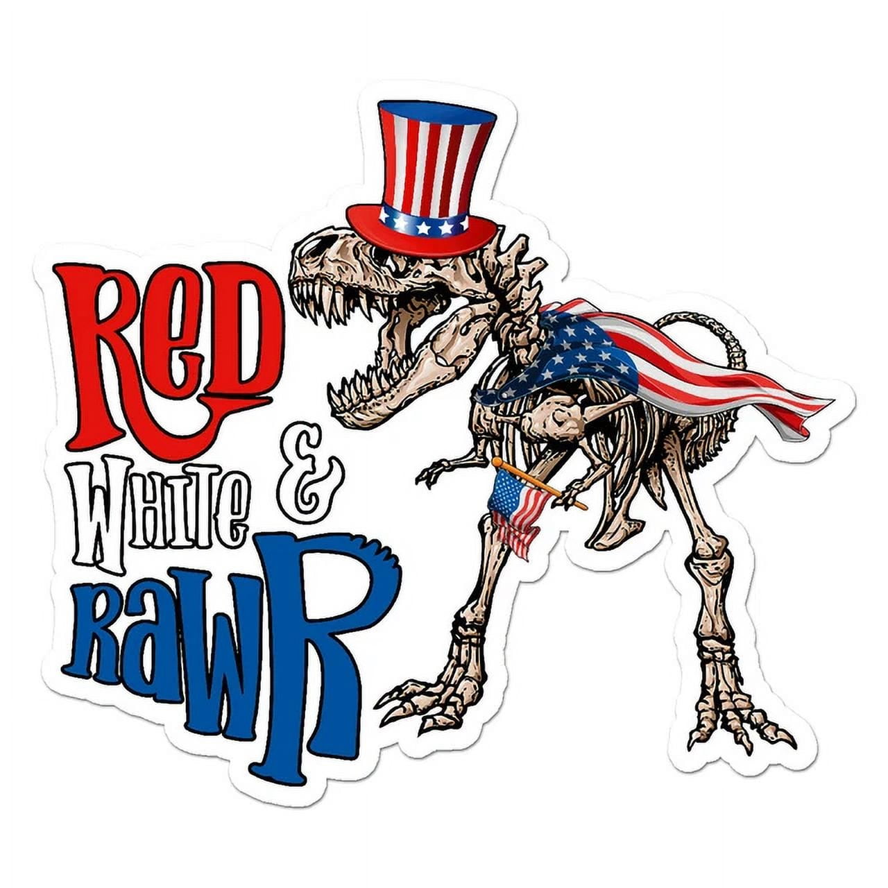 T-Rex Red White Rawr Sticker Phone Decal Water Bottle Stickers Car ...