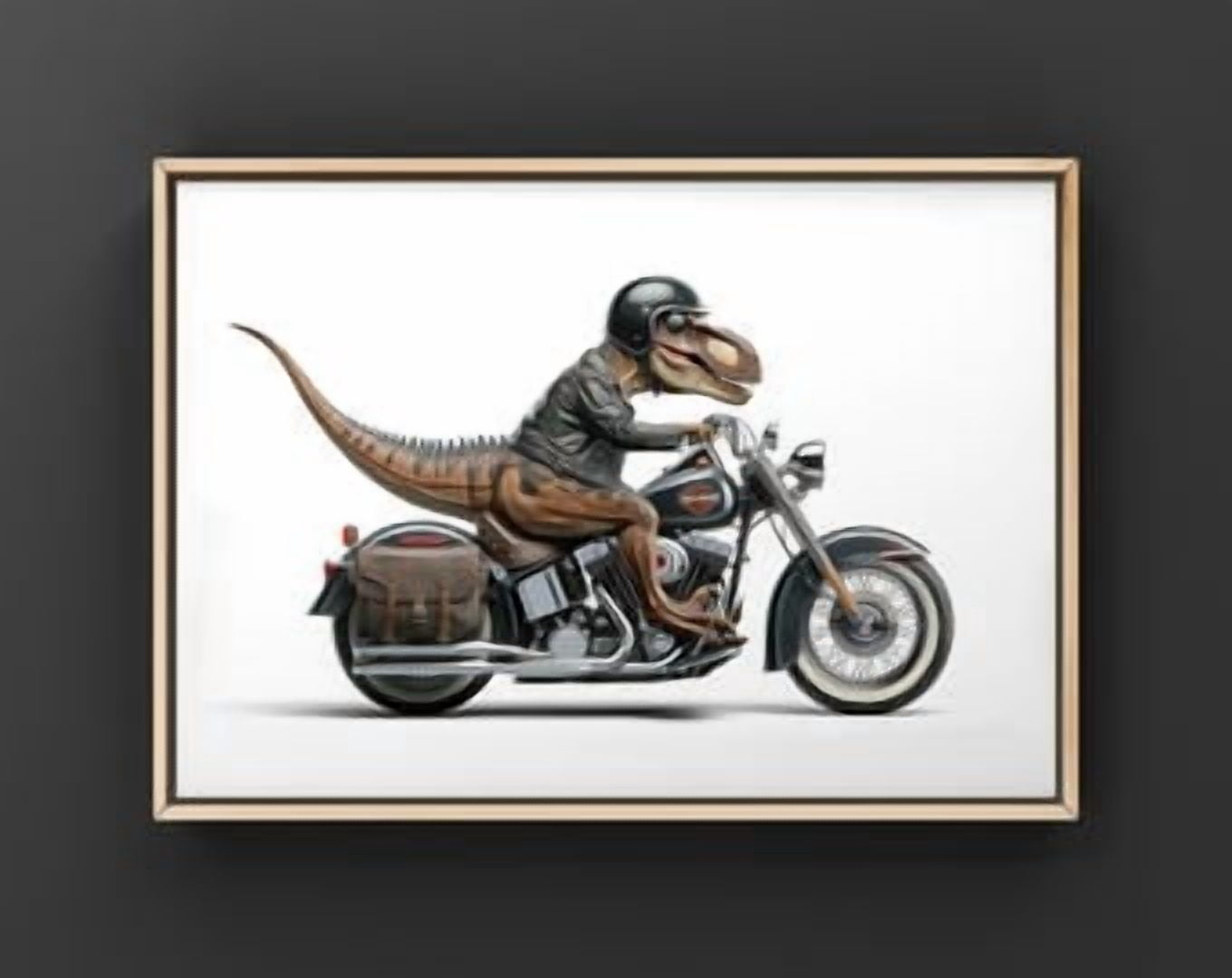 T-Rex Riding Harley Dinosaur Boys Room Wall Art Poster, Poster Home Decor, Poster Only