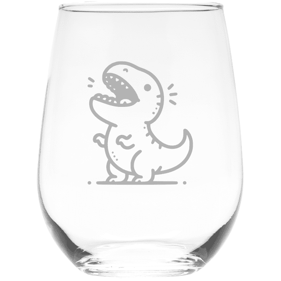 C&M Personal Gifts 17 oz T-Rex Roar Dinosaur Stemless Wine Glass