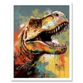 thumbnail image 1 of T-Rex Roaring Dinosaur Multicoloured Portrait Art Print Framed Poster Wall Decor 12x16 inch, 1 of 5