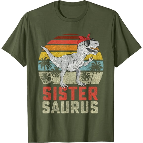 T-Rex Sistersaurus Dinosaur Sister Saurus Family Matching Unisex T-Shirt for Men Women Kids