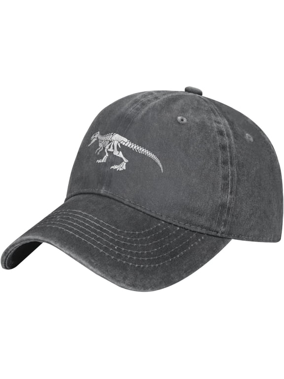T-Rex Skeleton Hat Washed Cotton Baseball Cap Adjustable Black Dad,Trucker Hats Gift for Men Women