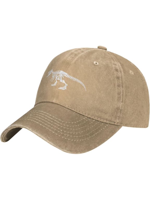 T-Rex Skeleton Hat Washed Cotton Baseball Cap Adjustable Black Dad,Trucker Hats Gift for Men Women