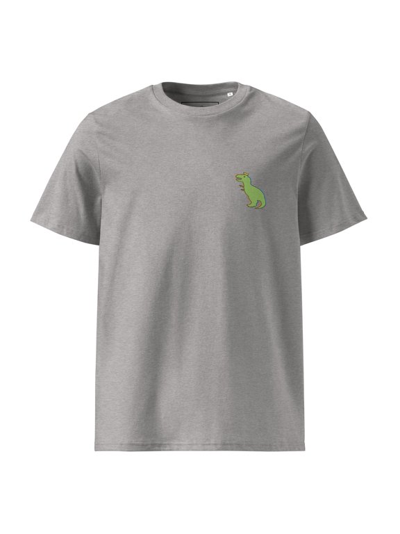 T-Rex Snap Dancin' In The Wild Organic Cotton Embroidered T-Shirt Heather Grey - Large
