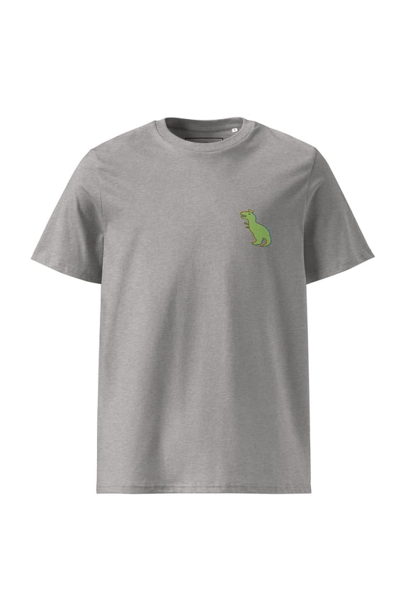 T-Rex Snap Dancin' In The Wild Organic Cotton Embroidered T-Shirt Heather Grey - Large
